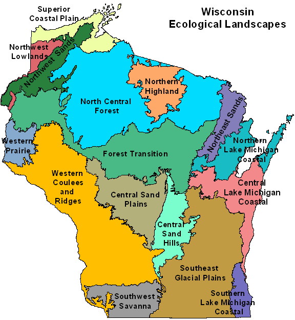 Wisconsin Eco-Regions Map