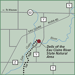 Big Eau Pleine County Park and Dells of the Eau Claire River State Natural Area map
