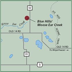 Blue Hills and Moose Ear Creek map
