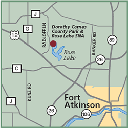 Dorothy Carnes County Park and Rose Lake State Natural Area map