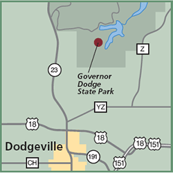 Governor Dodge State Park and Pine Cliff State Natural Area map