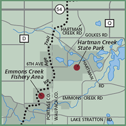 Hartman Creek State Park and Emmons Creek Fishery Area map