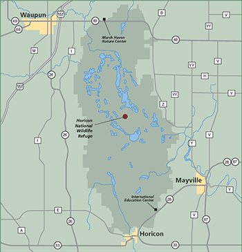 Horicon National Wildlife Refuge map