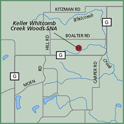 Keller Whitcomb Creek Woods State Natural Area map