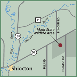 Mack State Wildlife Area and DOT Mitigation Site map