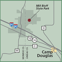 Mill Bluff State Park map