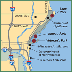 Milwaukee Lake Shore Parks map