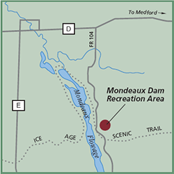 Mondeaux Dam Recreation Area map