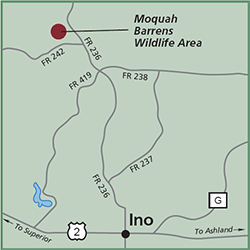 Moquah Barrens Wildlife Area map