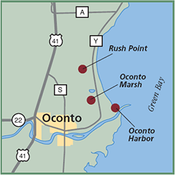 Oconto Harbor, Oconto Marsh & Rush Point Units map