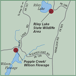 Popple Creek/ Wilson Flowage and Riley Lake State Wildlife Area map