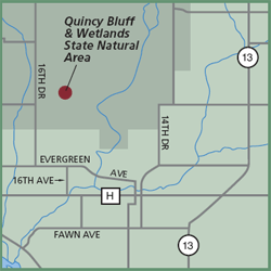 Quincy Bluff and Wetlands State Natural Area map