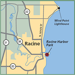 Racine Harbor Park & Lakefront map