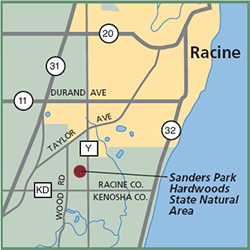 Sanders Park Hardwoods State Natural Area map
