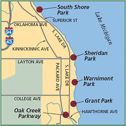 Southern Milwaukee County Parks map