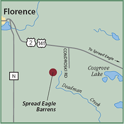 Spread Eagle Barrens State Natural Area map