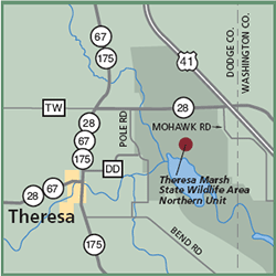 Theresa Marsh State Wildlife Area - Northern Unit map