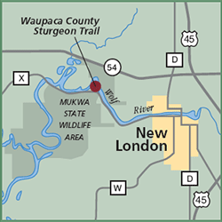 Waupaca County Sturgeon Trail map