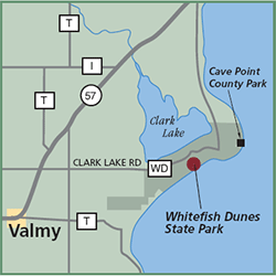 Whitefish Dunes State Park map