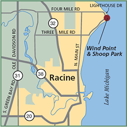Wind Point Lighthouse & Shoop Park map